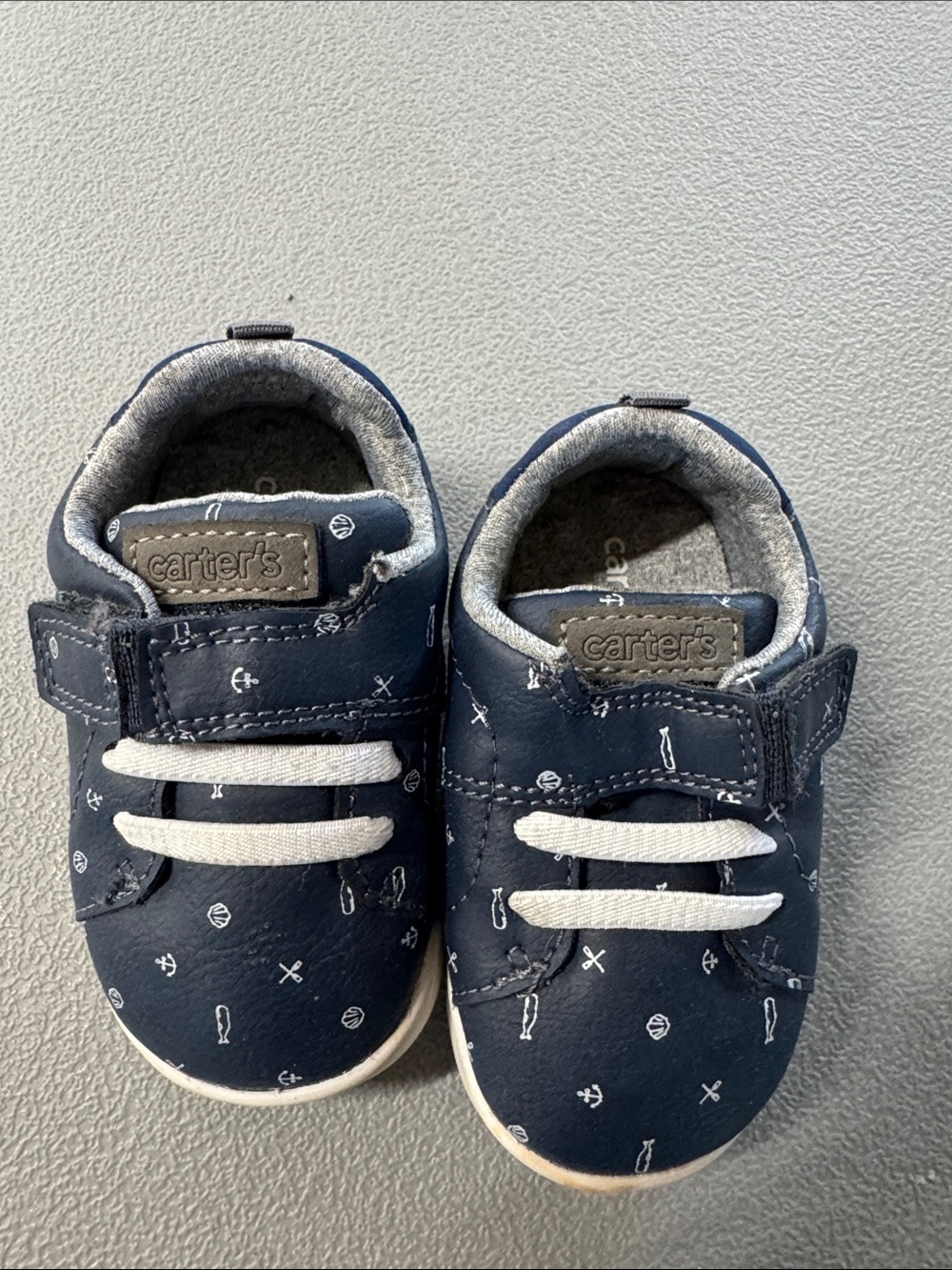Carter's Navy and White Anchor-Print Baby Sneakers